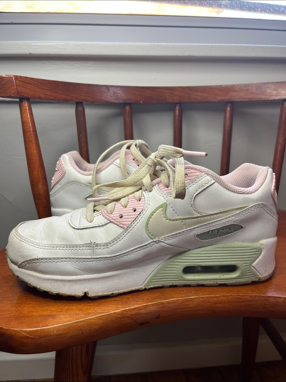 Nike Air Max 90 LTR SE Summit White Coconut Milk Pink Foam Sneakers Size 7Y GUC - Picture 9 of 11